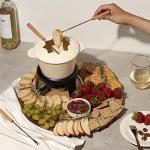 Farmhouse Enamel Cast Iron Fondue Set