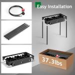 Outvita 3 Burner Propane Gas Stove for Outdoor Cooking, 225,000 BTU Camping Cooker with Removable Legs, Temperature Control Knobs for Backyard Cooking, BBQ, Baking and Frying