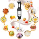 Keylitos 5 in 1 Immersion Hand Blender Mixer, [Upgraded] Handheld Stick Blender with 600ML Chopper, 800ML Beaker, Whisk and Milk Frother for Smoothie, Baby Food, Sauces Red,Puree, Soup (Black)