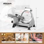 ROVSUN 10 inch Commercial Meat Slicer, 240W Electric Meat Slicer Machine, Frozen Meat Deli Cheese Food Slicer with Adjustable Thickness(0-13mm), Upgraded Carbon Steel Blade for Home and Commercial