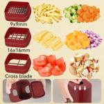 Vegetable Fruit Chopper French Fries Cutter Potato Onion Tomato 3 Sizes Dicer (RED)