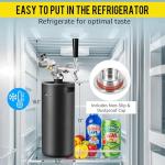 MRbrew 128oz Black Mini Keg Growler Portable Draft Beer Dispenser System Pressurized Stainless Steel Beer Growler Tap System Home Mini Kegerator, with Professional Beer Tap and CO2 Regulator