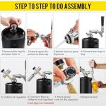 MRbrew 128oz Black Mini Keg Growler Portable Draft Beer Dispenser System Pressurized Stainless Steel Beer Growler Tap System Home Mini Kegerator, with Professional Beer Tap and CO2 Regulator