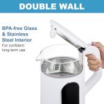 Electric Kettle, 1500W Fast Boiling Glass Water Kettle with Temperature Control, 1.7L Cordless Stainless Steel Base, Keep Warm & Auto Shut-Off, BPA-Free, White