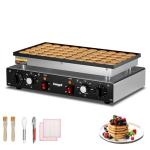 110V Mini Dutch Pancake Baker, 50PCS 1700W Commercial Electric Nonstick Waffle Maker Machine, 2 Timers Separate Control& 1.8 Inches Pancake Maker with 2 Thermostats, for Home and Restaurants