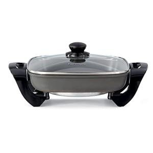 Kenmore Electric Skillet NonStick Glass Lid Adjustable Temp Control 12x12" Dishwasher Safe Rapid Heat CoolTouch Handles Large Capacity MultiFunctional Easy Clean