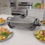 Kenmore Electric Skillet NonStick Glass Lid Adjustable Temp Control 12x12" Dishwasher Safe Rapid Heat CoolTouch Handles Large Capacity MultiFunctional Easy Clean