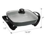 Kenmore Electric Skillet NonStick Glass Lid Adjustable Temp Control 12x12" Dishwasher Safe Rapid Heat CoolTouch Handles Large Capacity MultiFunctional Easy Clean