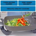 Kenmore Electric Skillet NonStick Glass Lid Adjustable Temp Control 12x12" Dishwasher Safe Rapid Heat CoolTouch Handles Large Capacity MultiFunctional Easy Clean