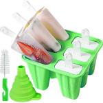Popsicle Molds, 6 Pieces Silicone Ice Pop Models Popsicle Models Reusable Easy Release Ice Pop Maker (Dark Green)