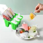 Popsicle Molds, 6 Pieces Silicone Ice Pop Models Popsicle Models Reusable Easy Release Ice Pop Maker (Dark Green)