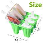 Popsicle Molds, 6 Pieces Silicone Ice Pop Models Popsicle Models Reusable Easy Release Ice Pop Maker (Dark Green)