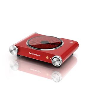 Hot Plate, Techwood Single Burner for Cooking, 1200W Portable Infrared Ceramic Electric Stove with Adjustable Temperature, 7.1” Cooktop for Home/RV/Camp, Compatible for All Cookwares, Red