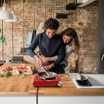 Hot Plate, Techwood Single Burner for Cooking, 1200W Portable Infrared Ceramic Electric Stove with Adjustable Temperature, 7.1” Cooktop for Home/RV/Camp, Compatible for All Cookwares, Red