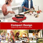 Hot Plate, Techwood Single Burner for Cooking, 1200W Portable Infrared Ceramic Electric Stove with Adjustable Temperature, 7.1” Cooktop for Home/RV/Camp, Compatible for All Cookwares, Red