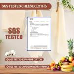 12Pcs Reusable Cheesecloth for Straining 20x20 Inch,100 Grade Cheese Cloths Hemmed Edges, 100% Unbleached Cotton Cheese Cloth,Ultra-Dense Cloth Strainer for Yogurt/Nut Milk/Baking Making 56x42 Weave