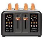 SEEDEEM Toaster 4 Slice, Stainless Steel, Touch Screen for Dual Control, Digital Timer, Smart Toaster with 6 Bread Type, 7 Shade Setting, 1.5''Wide Slot, Removable Crumb Tray, 1800W, Dark Metallic