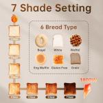 SEEDEEM Toaster 4 Slice, Stainless Steel, Touch Screen for Dual Control, Digital Timer, Smart Toaster with 6 Bread Type, 7 Shade Setting, 1.5''Wide Slot, Removable Crumb Tray, 1800W, Dark Metallic