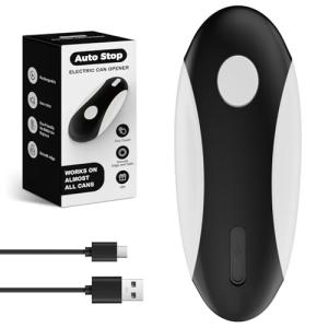 EASYVAVA Auto Stop Electric Can Opener - Rechargeable Can Openers Smooth Edge for Seniors,One Touch Cut Opener Handsfree for Kitchen Portable for Any Size Cans