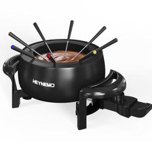Electric Fondue Pot Set, 3 Quart Fondue Set for Melting Chocolate Cheese with 8 Color-Coded Forks, Adjustable Temp Control, 1000W Non-Stick Fondue Maker for Dessert, Broth and Oil