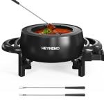 Electric Fondue Pot Set, 3 Quart Fondue Set for Melting Chocolate Cheese with 8 Color-Coded Forks, Adjustable Temp Control, 1000W Non-Stick Fondue Maker for Dessert, Broth and Oil