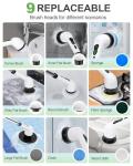 Electric Spin Scrubber, Cordless Cleaning Brush, Shower Scrubber IPX7 Waterproof Bathroom Scrubber, Adjustable Extension Handle, Floor Polishers 9 Heads 2H Power Dual Speed for Floor Car Cleaning