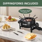 Electric Fondue Pot Set, 3 Quart Fondue Set for Melting Chocolate Cheese with 8 Color-Coded Forks, Adjustable Temp Control, 1000W Non-Stick Fondue Maker for Dessert, Broth and Oil