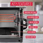 Ronco Showtime Large Capacity Rotisserie & BBQ Oven Modern Edition, Simple Switch Controls, Silicone Door Tie, Auto Shutoff, Includes Multipurpose Basket
