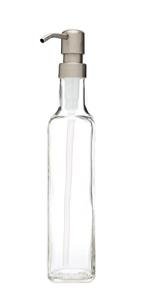 Rail19 French Vessel Glass Soap Dispenser with Metal Pump - Refillable Hand Soap, Lotion & Sanitizer for Sinks and Small Countertops, 8.5oz (Farmhouse Stainless)