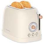 CROWNFUL 2-Slice Toaster, Extra Wide Slots Toaster, Retro Stainless Steel with Bagel, Cancel, Defrost, Reheat Function and 6-Shade Settings, Removal Crumb Tray, Cream