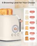 CROWNFUL 2-Slice Toaster, Extra Wide Slots Toaster, Retro Stainless Steel with Bagel, Cancel, Defrost, Reheat Function and 6-Shade Settings, Removal Crumb Tray, Cream
