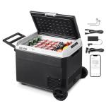 VEVOR 63.4QT/60L Car Fridge, Portable Electric Cooler with Wheels and Handle, -4℉~68℉, 12/24V DC and 100-240V AC Compressor Freezer for Outdoor, Camping, Travel, RV, Black