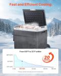 VEVOR 63.4QT/60L Car Fridge, Portable Electric Cooler with Wheels and Handle, -4℉~68℉, 12/24V DC and 100-240V AC Compressor Freezer for Outdoor, Camping, Travel, RV, Black