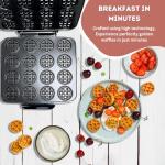 16 PCS Mini Waffle Maker Machine, Nonstick Waffles Iron Quick Heat-Up Surface, Simple & Easy Tiny Chaffle Baker for Home & Restaurants, Small Bites for Kids, Perfect for Breakfast, Desserts & Snacks