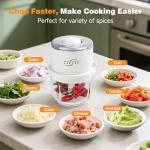 TTFTTF Electric Garlic Chopper, 350ML Glass Bowl Mini Food Processor, Portable Veggie Chopper Onion Garlic Grinder, Wireless Blender for Ginger, Chili, Fruit, Meat, etc