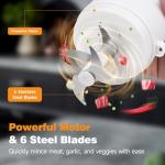 TTFTTF Electric Garlic Chopper, 350ML Glass Bowl Mini Food Processor, Portable Veggie Chopper Onion Garlic Grinder, Wireless Blender for Ginger, Chili, Fruit, Meat, etc