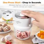 TTFTTF Electric Garlic Chopper, 350ML Glass Bowl Mini Food Processor, Portable Veggie Chopper Onion Garlic Grinder, Wireless Blender for Ginger, Chili, Fruit, Meat, etc