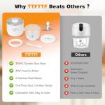 TTFTTF Electric Garlic Chopper, 350ML Glass Bowl Mini Food Processor, Portable Veggie Chopper Onion Garlic Grinder, Wireless Blender for Ginger, Chili, Fruit, Meat, etc