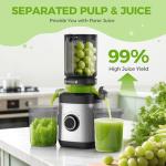 Juicer Machines, 100 Watts Cold Press Juicer with Wide Chute, Slow Masticating Juicers, High Juice Yield for Leafy Greens, Fruits & Vegetables, Easy to Clean