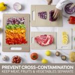 COOK WITH COLOR Non-Slip Cutting Board Set – Kitchen Essentials with Easy Grip Handle for Meat, Veggies, and Fruits, 4 Cutting Boards, Brown