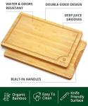 ROYAL CRAFT WOOD Wooden Cutting Boards for Kitchen Meal Prep & Serving - Bamboo Wood Serving Board with Deep Juice Groove Side Handles - Charcuterie & Chopping Butcher Block for Meat