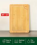 ROYAL CRAFT WOOD Wooden Cutting Boards for Kitchen Meal Prep & Serving - Bamboo Wood Serving Board with Deep Juice Groove Side Handles - Charcuterie & Chopping Butcher Block for Meat