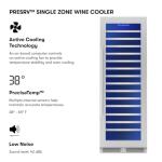 Zephyr Presrv 24 Inch Wine Fridge Full Size Single Zone - Tall Wine Cooler Cellars Large Cabinet Wine Refrigerator Home Bar Chiller Freestanding with Glass Door for 148 bottles 750ml