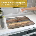 Giwawa Wood Grain Dish Drying Mat for Kitchen Countertop, Rustic Wooden Board Dish Drainer Mats, Vintage Country Style Barnwood Absorbent Reversible Microfiber Dish Drying Pad, 18x24 inch Large