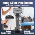 Powerful Handheld Fabric Steamer - 1800W with Fast Ceramic Heat-Up Plate, 2-in-1 Ironing & Wrinkle Remover, Steam Nozzle, Lint Brush - Gray, for US 120V Only