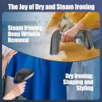 Powerful Handheld Fabric Steamer - 1800W with Fast Ceramic Heat-Up Plate, 2-in-1 Ironing & Wrinkle Remover, Steam Nozzle, Lint Brush - Gray, for US 120V Only