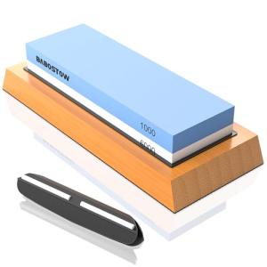Premium Whetstone Knife Sharpening Stone 2 Side Grit 1000/6000 Waterstone- Whetstone Knife Sharpener- NonSlip Bamboo Base & Angle Guide