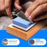 Premium Whetstone Knife Sharpening Stone 2 Side Grit 1000/6000 Waterstone- Whetstone Knife Sharpener- NonSlip Bamboo Base & Angle Guide
