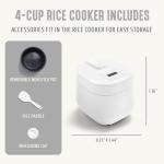 GreenLife Digital Rice Cooker, 2-Cups Uncooked/4-Cups Cooked, Removable Nonstick Ceramic PFAS-Free Pot, One-Touch Presets, Oats, Quinoa, Brown Rice, Auto Keep Warm, Fuzzy Logic Tech, 1.5QT, White