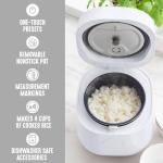 GreenLife Digital Rice Cooker, 2-Cups Uncooked/4-Cups Cooked, Removable Nonstick Ceramic PFAS-Free Pot, One-Touch Presets, Oats, Quinoa, Brown Rice, Auto Keep Warm, Fuzzy Logic Tech, 1.5QT, White